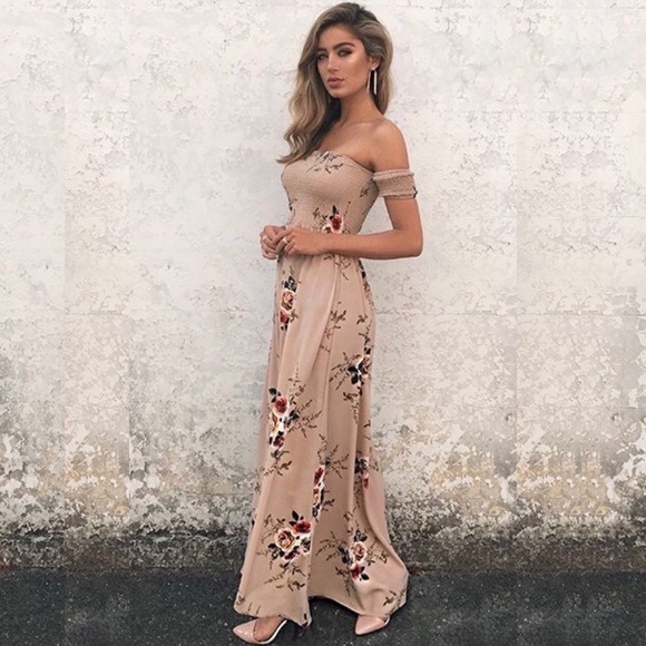 💥 CLEARANCE Floral Faux Wrap Off Shoulder Dress - Picture 3 of 7